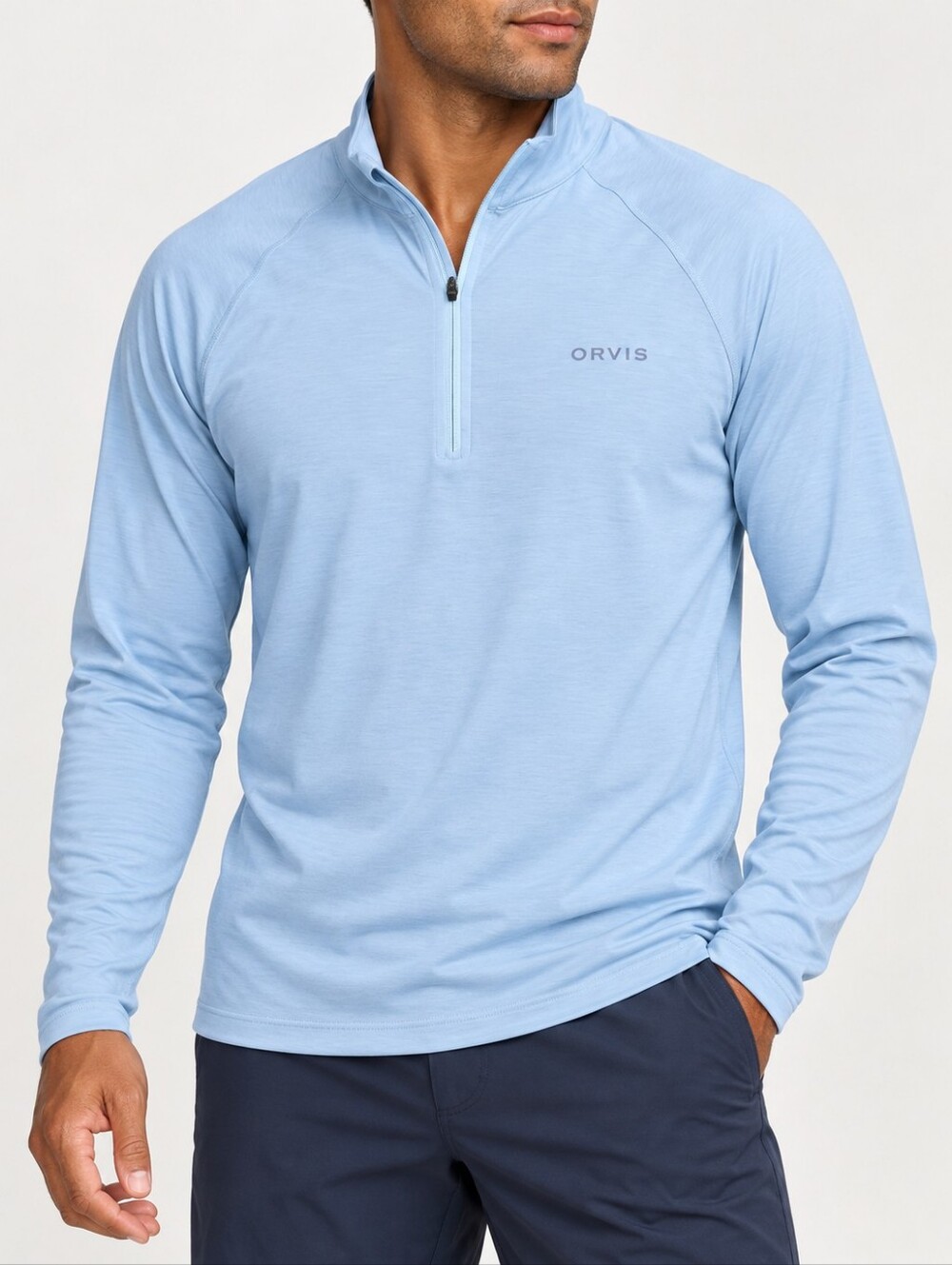 Orvis DriCast 1/4 Zip Sun Shirt Men’s M Light Blue UPF 50+ Performance Outdoor